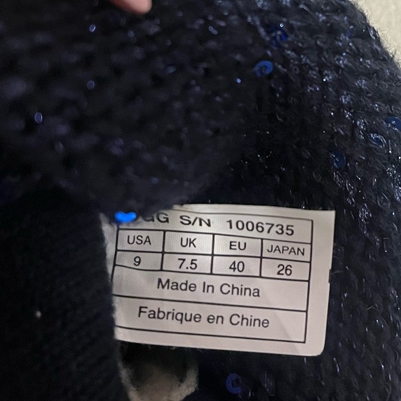 - UGG Australia Nyla  Navy Blue Suede Sparkle Knit Boots Women’s Size 9 - Picture 10 of 11